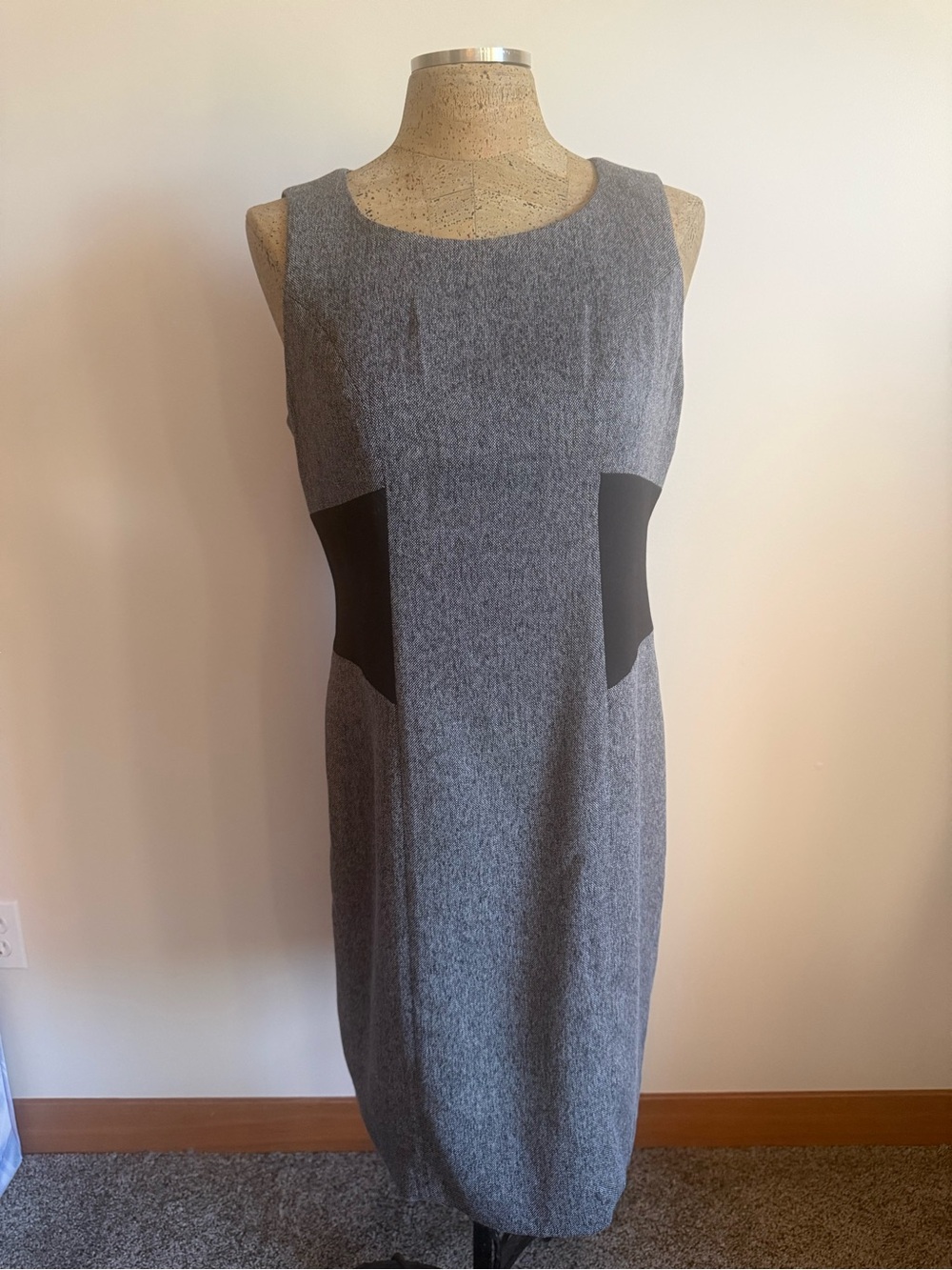 The Limited Grey Midi Dress with Black Side Panels